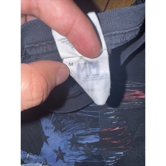 Vintage Bald Eagle USA Flag Graphic T-Shirt Men’s Medium Blue 19x25 Patriotic - Picture 6 of 6